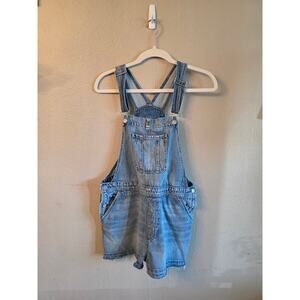 Lucky Brand Women's Overalls Raw Hem SZ Medium Light Wash Relaxed Casual